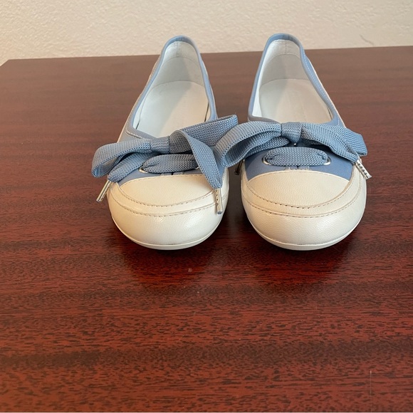 NWOT Candice Cooper Candy Bow Buffed Leather Ballet Flats in Light Blue 37.5 - Picture 9 of 13